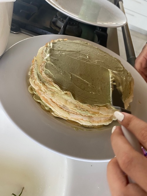 matcha crepe cake photo