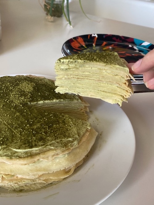 matcha crepe cake photo